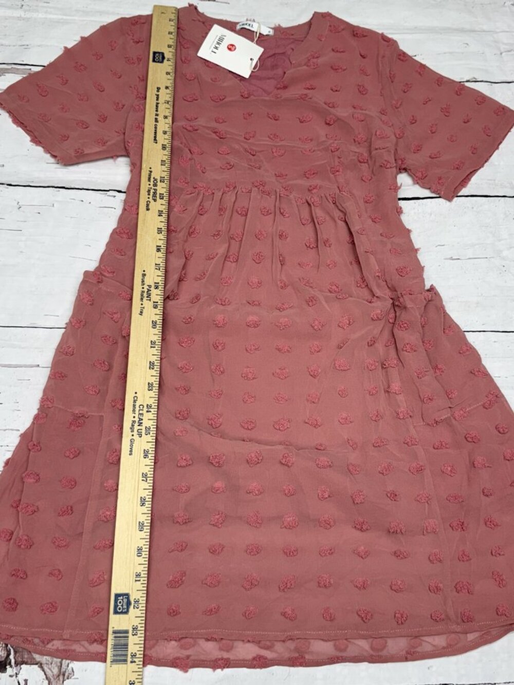 MIHOLL Swiss Dot Babydoll Dress Pink Sheer Tie Waist Size S - Picture 5 of 9